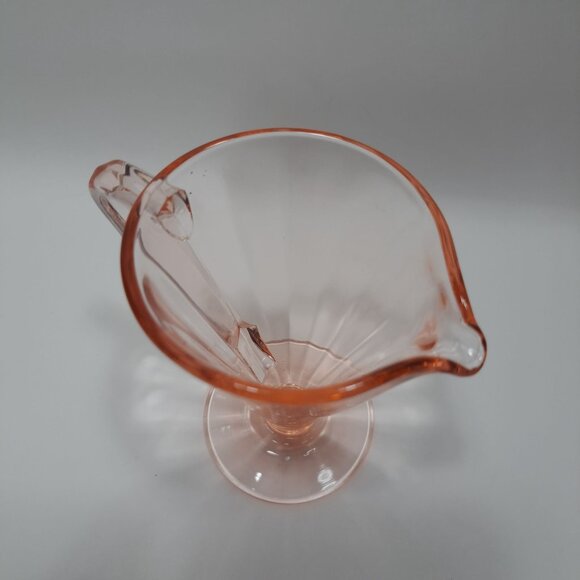 Indiana Glass Pink Depression Creamer Ribbed 30s Vintage 4" tall - Picture 5 of 9